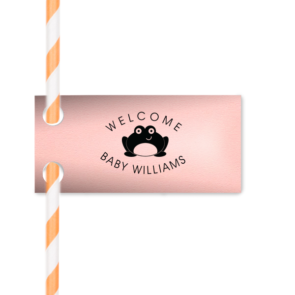 50 Welcome to the World Straw Tag - Personalized Birthday Rectangle Straw Tag (Foil)