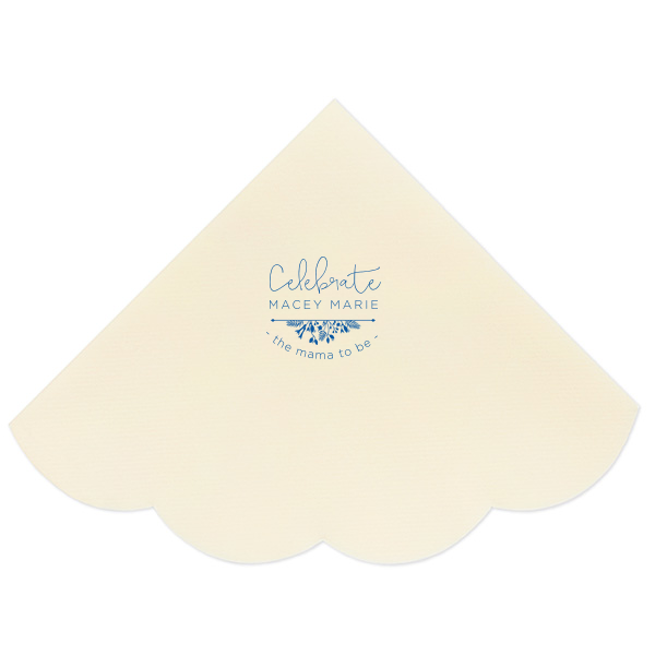 50 Celebrate the Mama to Be Napkin - Personalized Baby Shower Scalloped Luncheon Napkin (Foil)