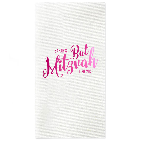 50 Mitzvah Fun Script Napkin - Personalized Bar Mitzvah and Bat Mitzvah Paper Guest Towel (Foil)