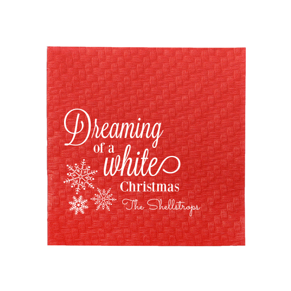 50 Dreaming of a White Christmas Napkin - Personalized Christmas Cocktail Napkin (Foil)