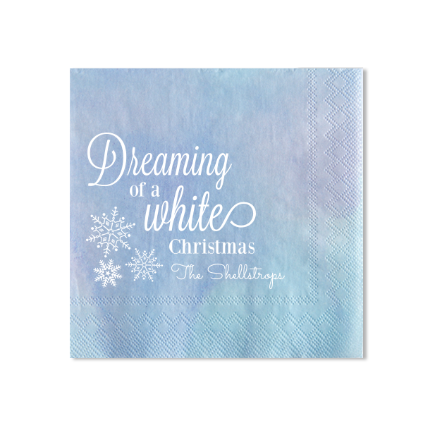 50 Dreaming of a White Christmas Napkin - Personalized Christmas Cocktail Napkin (Foil)