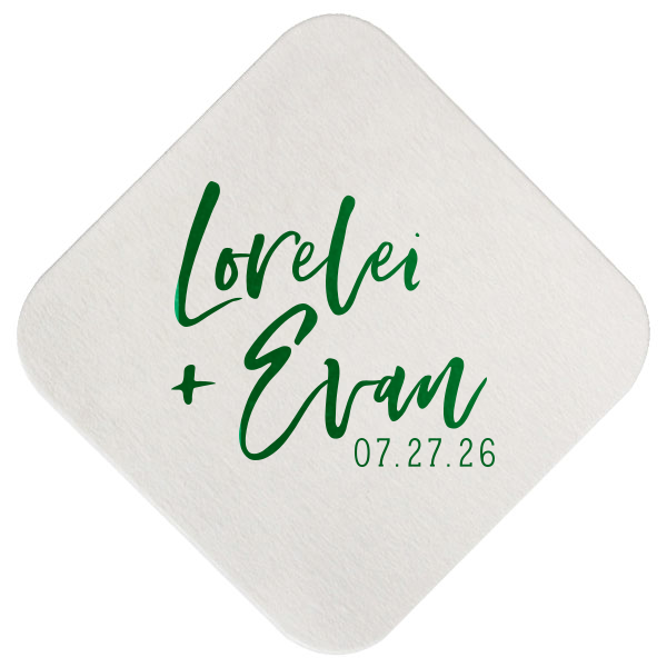 ForYourParty's chic Eggshell Square Coaster with Shiny Leaf Foil will make your guests swoon. Personalize your party's theme today.