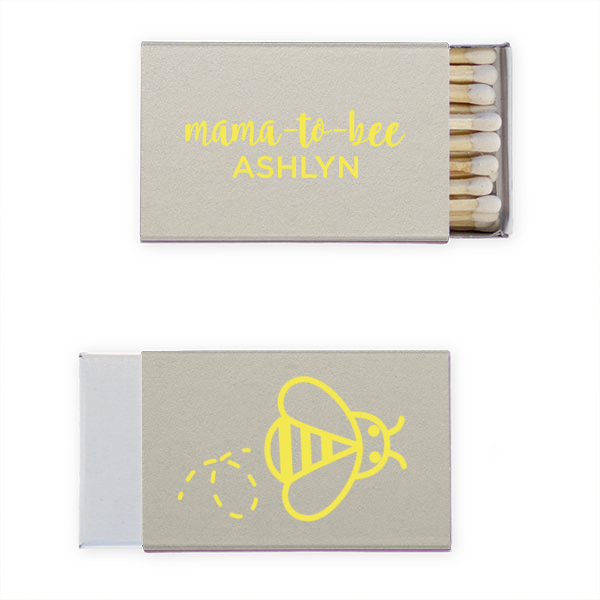 50 Mama To Bee Matchbox - Personalized Baby Shower Classic Matchbox (Foil)