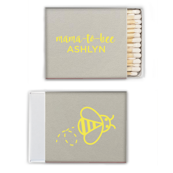 50 Mama To Bee Matchbox - Personalized Baby Shower Square Matchbox (Foil)