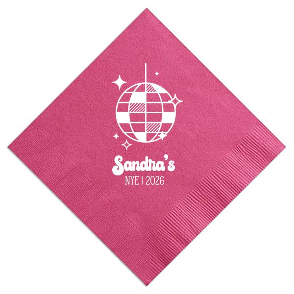 Our personalized Fuchsia Cocktail Napkin with Matte White Foil are a must-have for your next event—whatever the celebration!