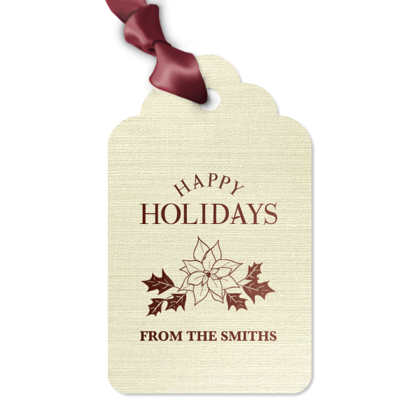 25 Poinsettia Holiday Gift Tag - Personalized Christmas Round Arch Gift Tag (Foil)