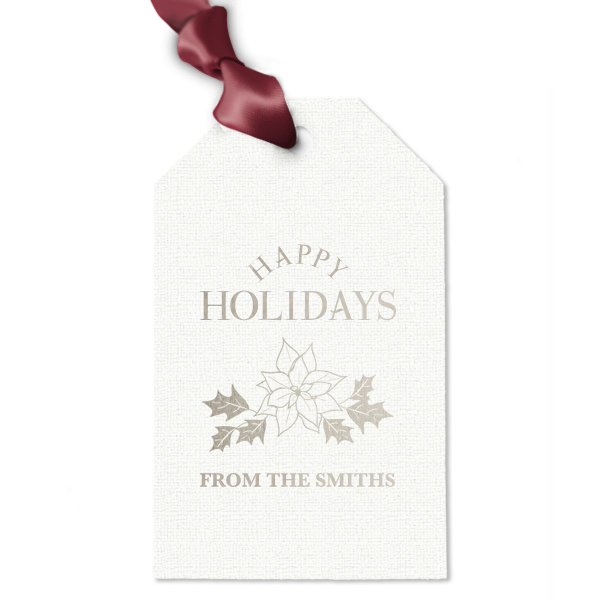 25 Poinsettia Holiday Gift Tag - Personalized Christmas Luggage Gift Tag (Foil)