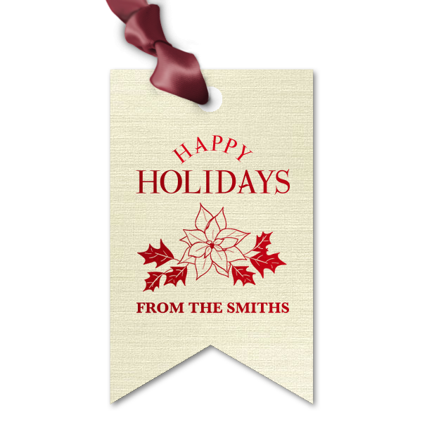 25 Poinsettia Holiday Gift Tag - Personalized Christmas Double Point Gift Tag (Foil)