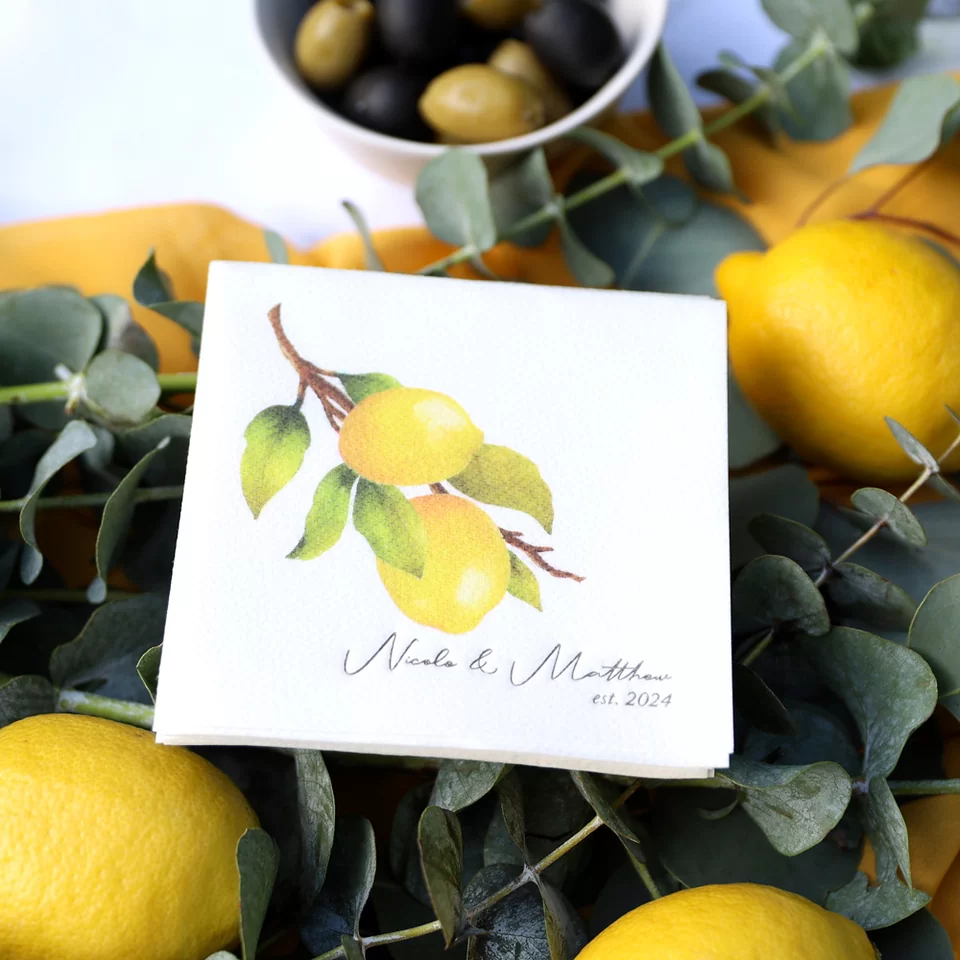 Classic Italian Wedding Lemon Custom Photo Napkin