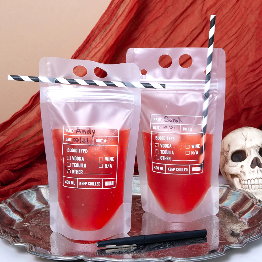 Blood Bag Drink Pouches - Pack of 12