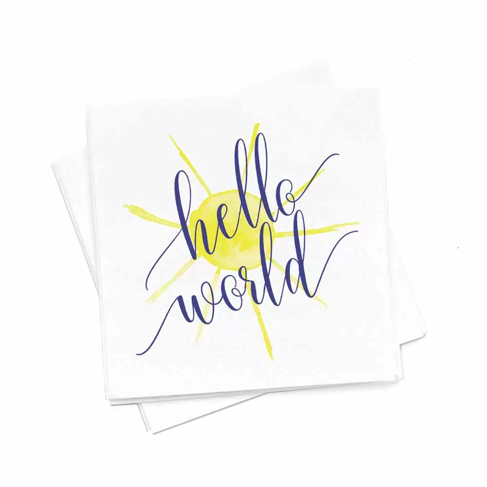 Hello World Photo Cocktail Napkins