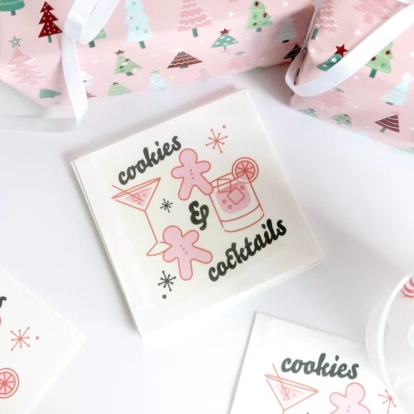 Cookies and Cocktails Photo Napkis - Pack of 20 or 50