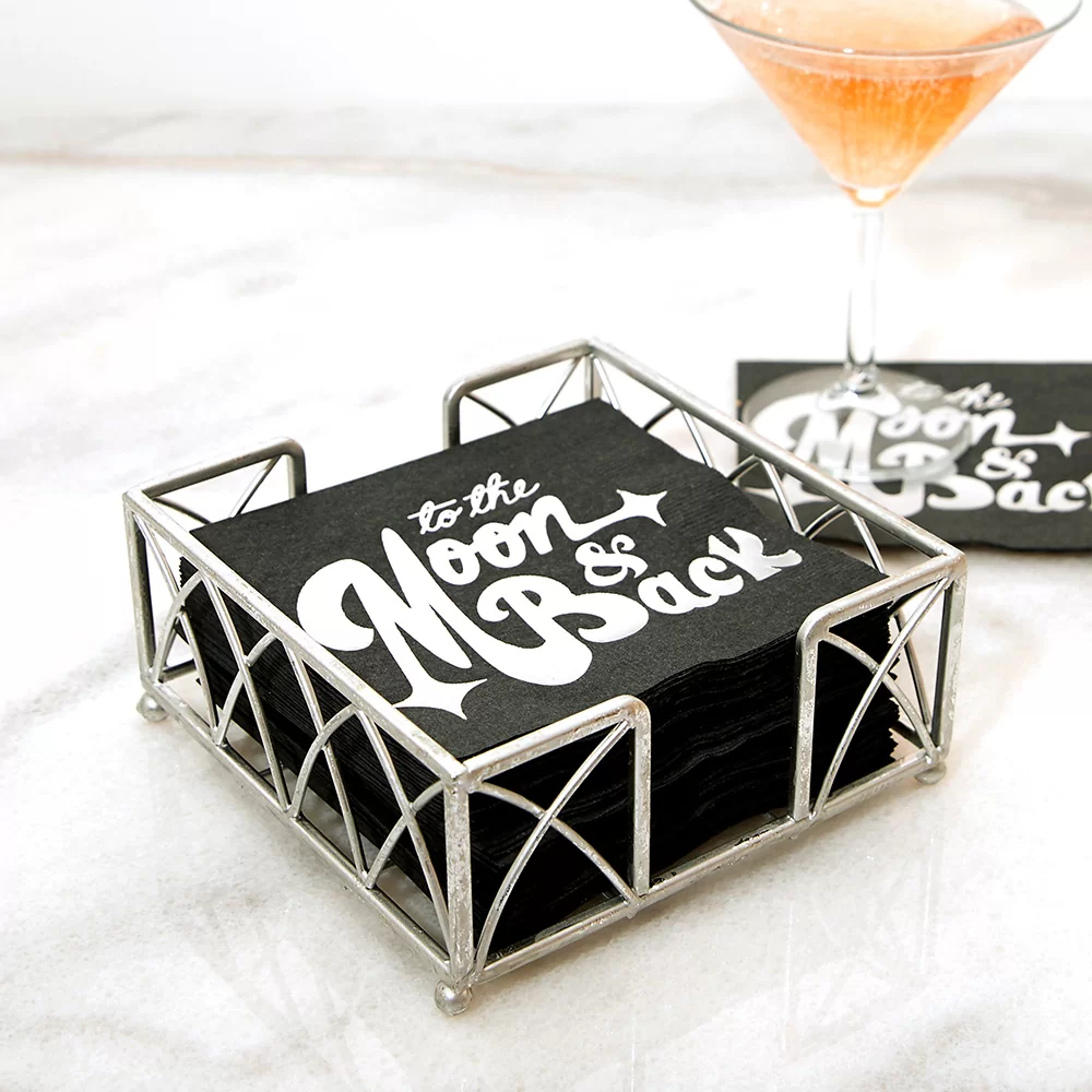 Black and silver party napkin