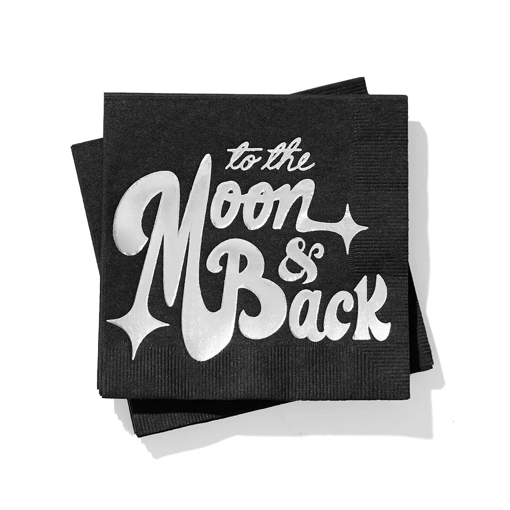 To The Moon and Back Cocktail Pack - Pack of 20 or 50 - Personalized Wedding Party Ready Napkins (Packs)