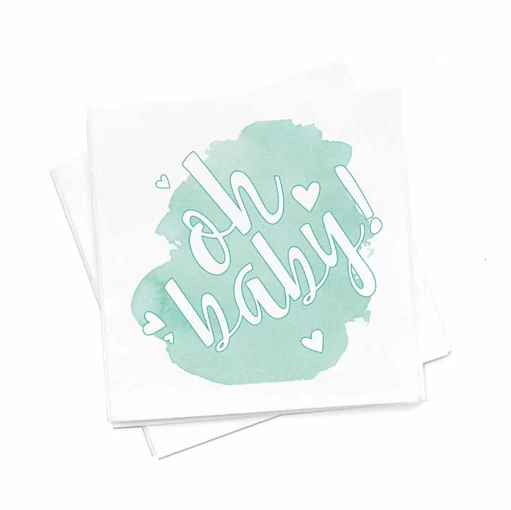 Green Oh Baby Photo Cocktail Napkins