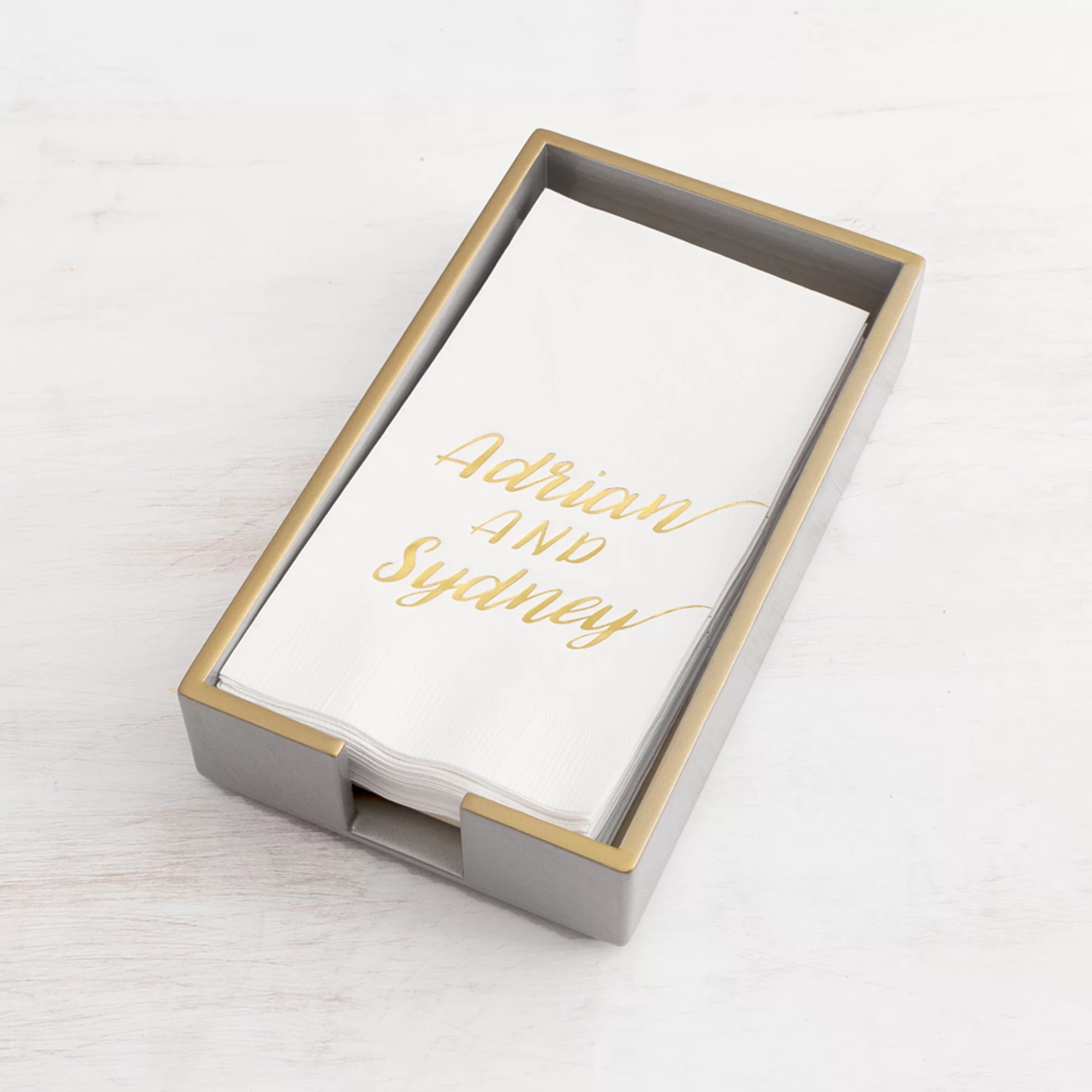 silver hand towel tray lifestyle