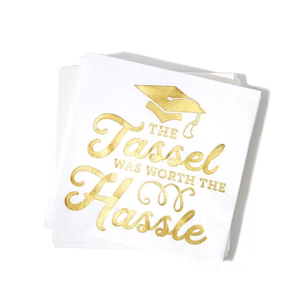 Tassel Hassle White Cocktail Napkins - Pack of 20 or 50