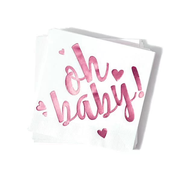 Pink Oh Baby Foil-Stamped Cocktail Napkins - Pack of 20 or 50