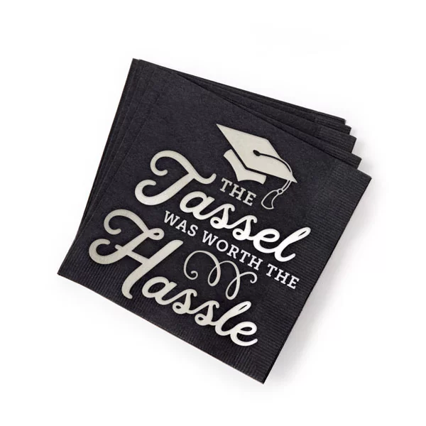 Tassel Hassle Black Cocktail Napkins - Pack of 20 or 50
