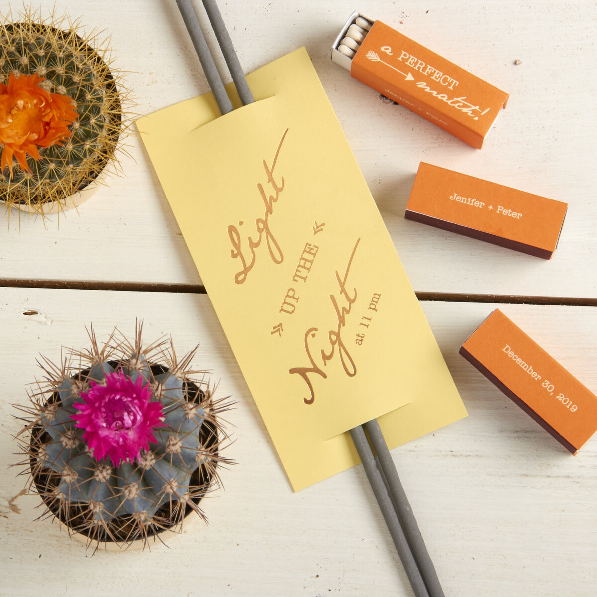 Personalized Wedding favors with matches and Wedding sparklers