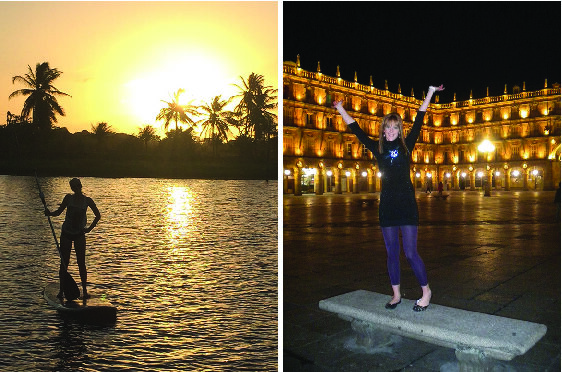 Stand-up paddle boarding in Brazil and Plaza Mayor in Salamanca, Spain