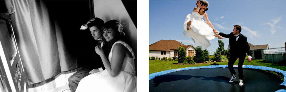 Bride and Groom on Trampoline