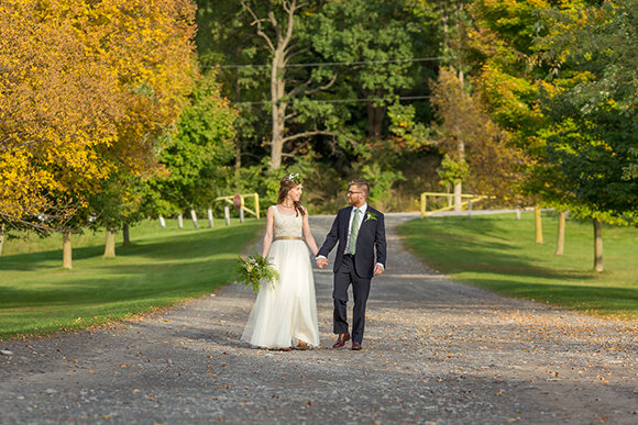 Fall Wedding Bride and Groom
