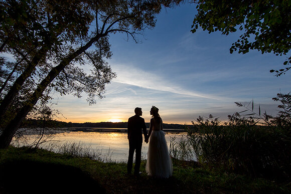 Fall Wedding Bride and Groom