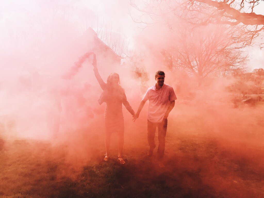 audrey and jeremy roloff baby gender reveal with smoke bomb