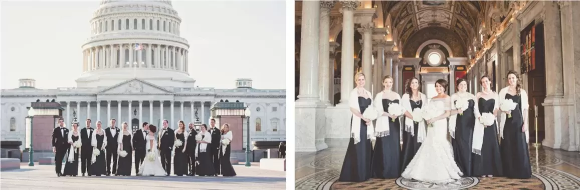 bridal party pictures on the mall in D.C.