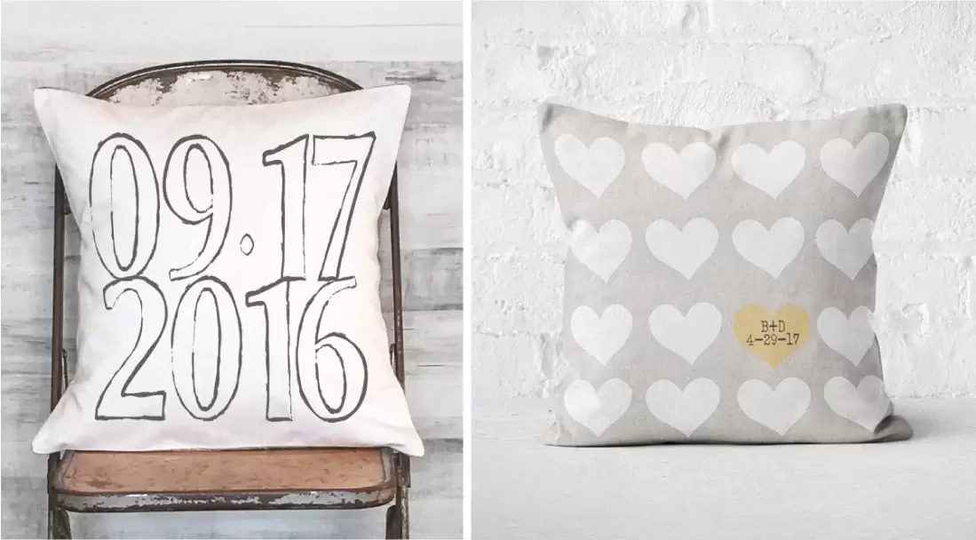 second anniversary cotton personalized pillow
