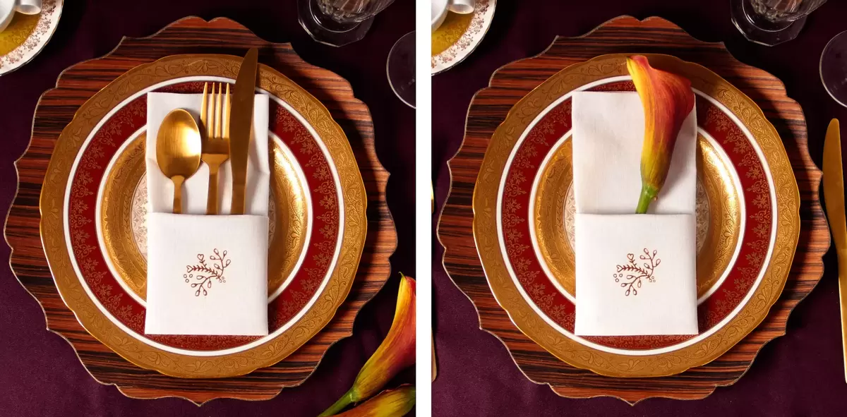 DIY Pocket napkin fold with a personalized napkin