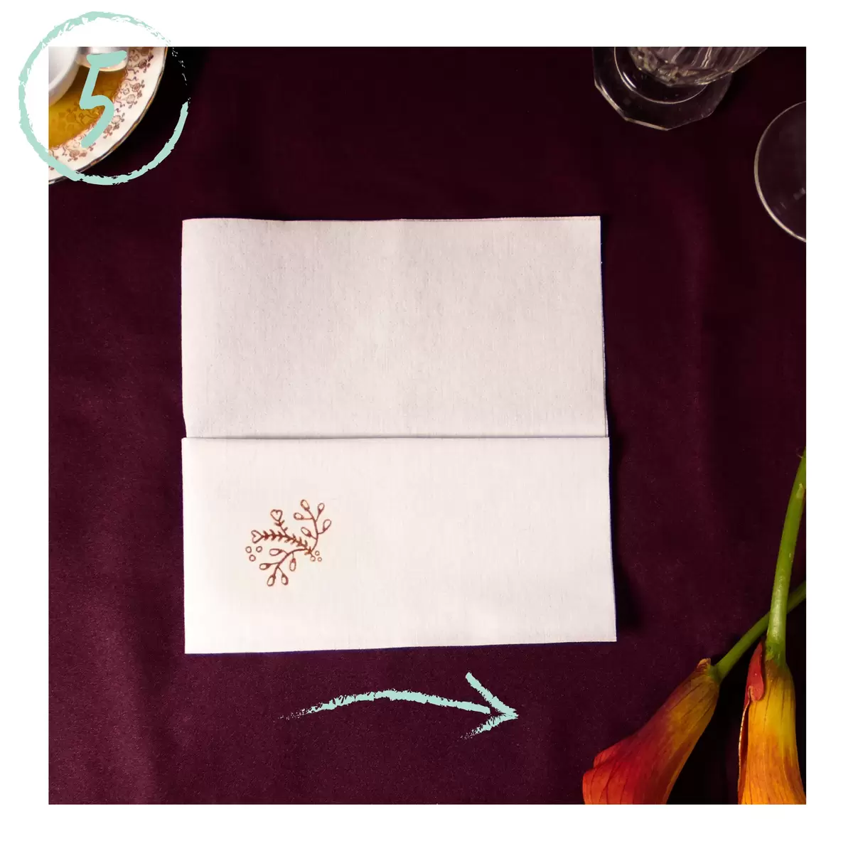 DIY Pocket napkin fold with a personalized napkin