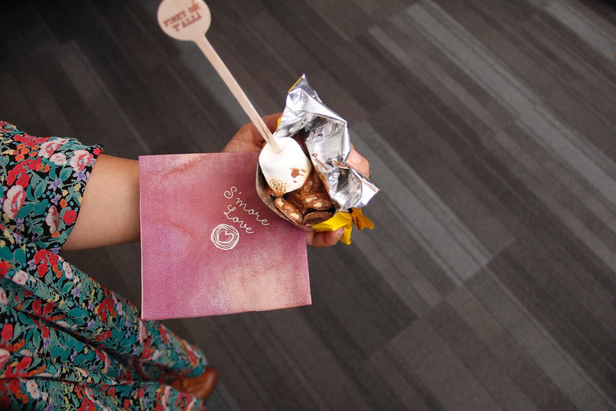 watercolor personalized napkin with a custom drink stirrer