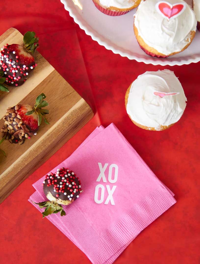 Personalized Cocktail Napkin with Chocolate covered strawberry
