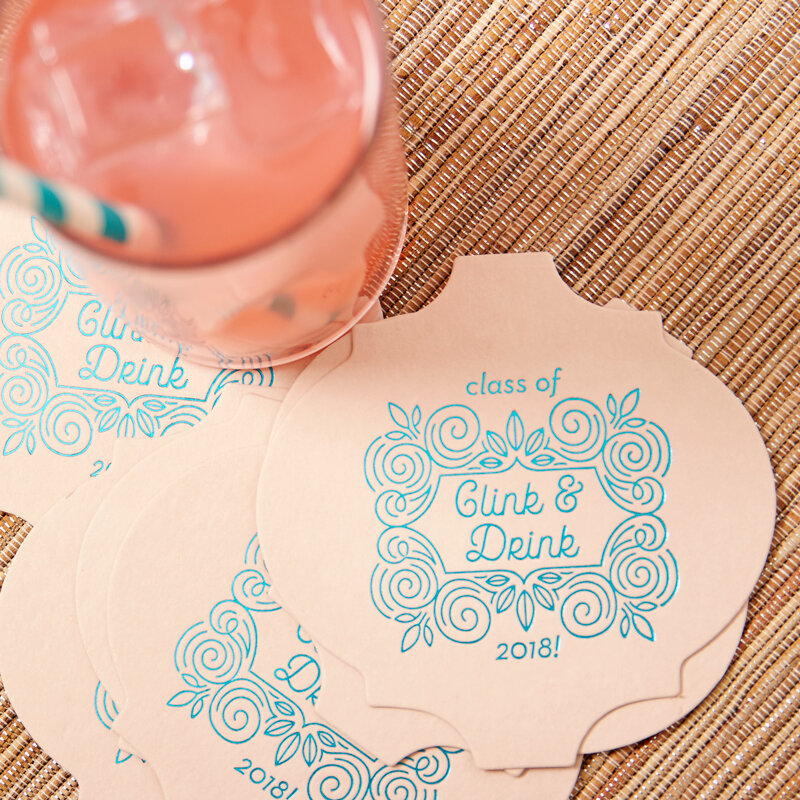 graduation party coasters that are foil stamped