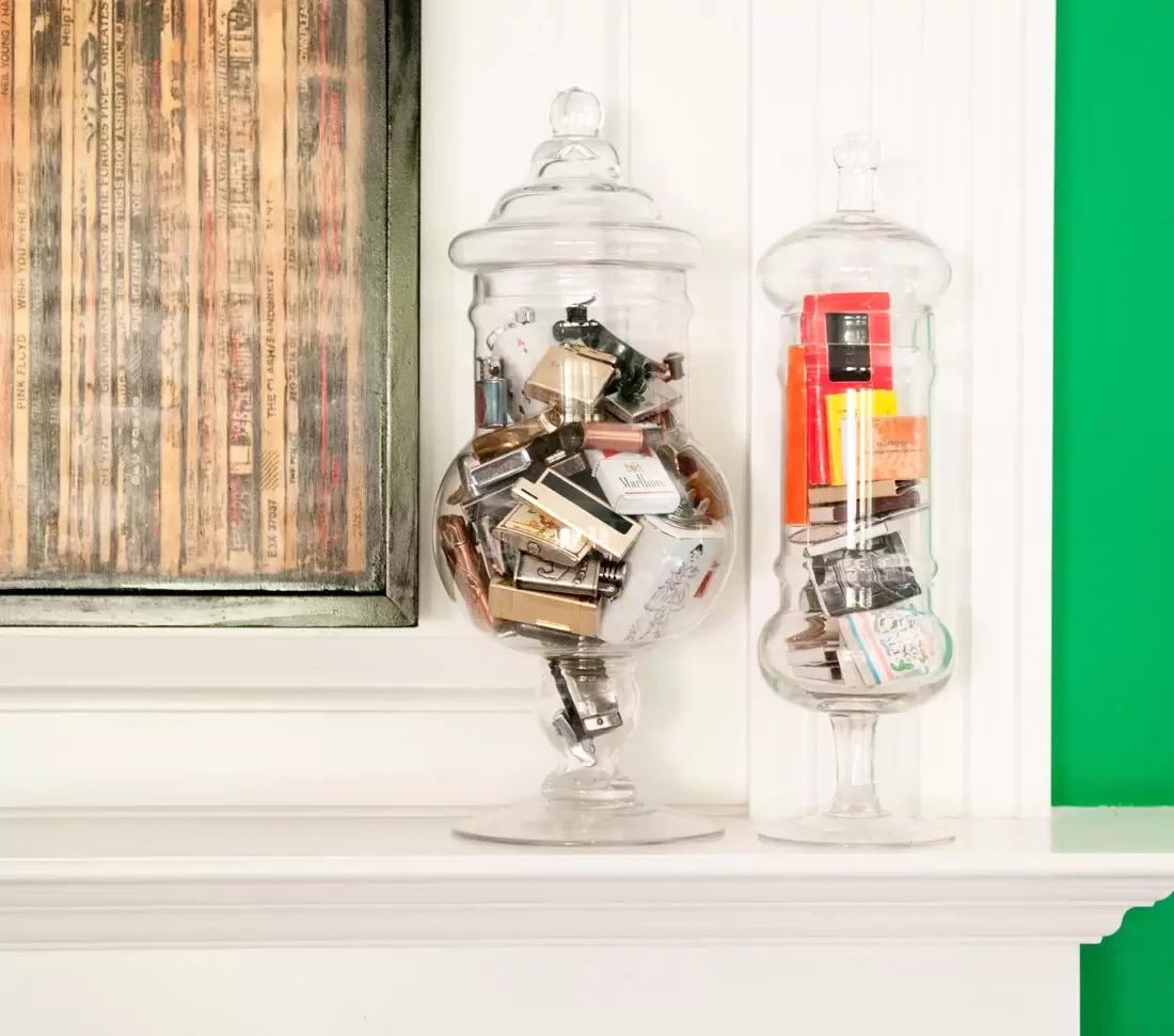 cute way to store match collection in apothecary jars