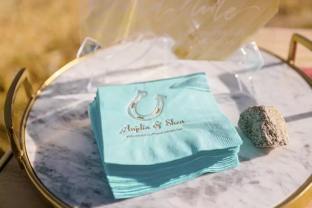 boho dessert wedding personalized cocktail napkins