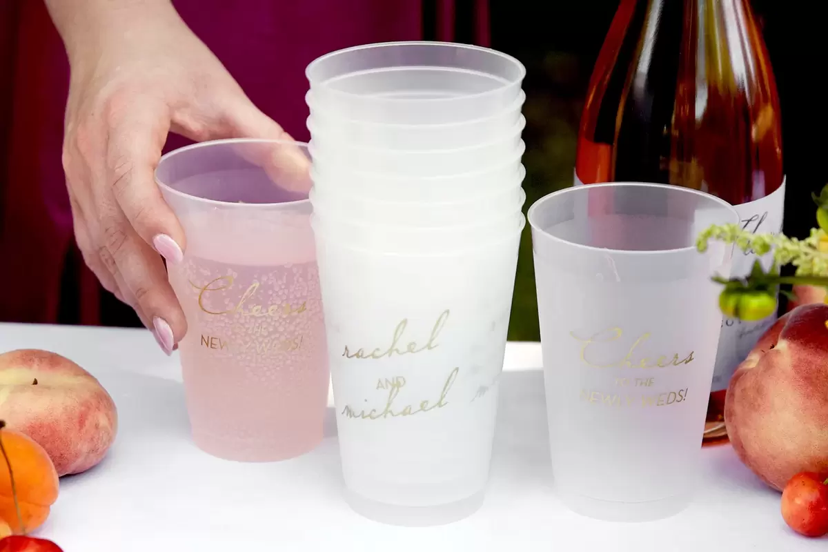 custom frosted plastic wedding cups