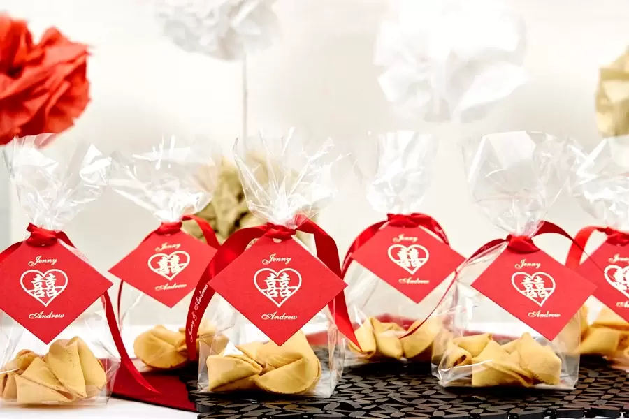 double happiness wedding favor gift tags