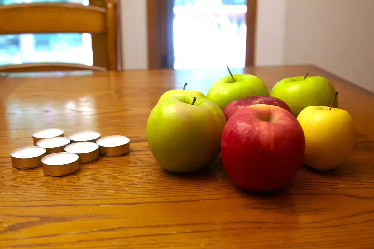 what you need for a diy fall votive candle apple holders