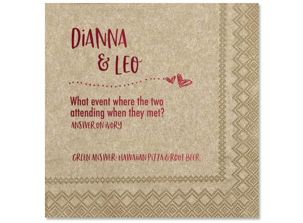 wedding trivia napkins for wedding cocktail hour