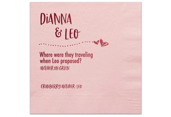 wedding trivia napkins for wedding cocktail hour
