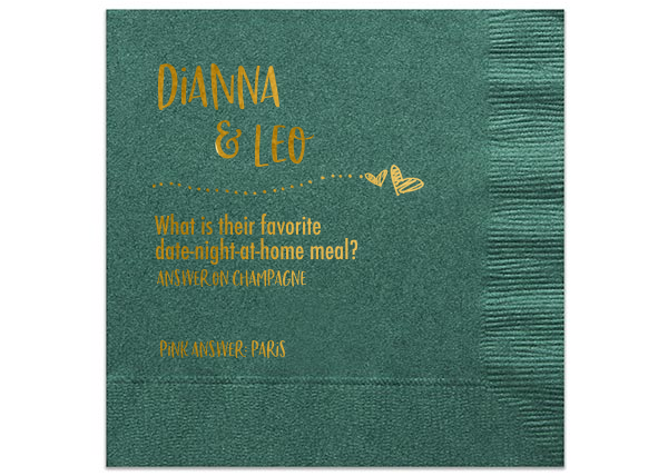 wedding trivia napkins for wedding cocktail hour