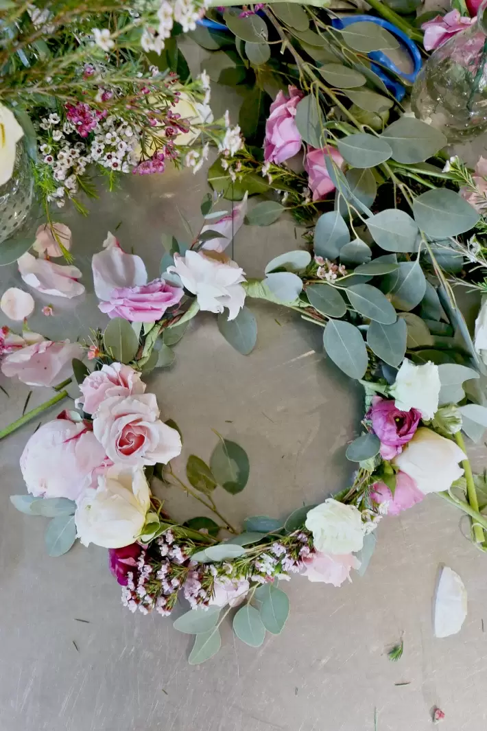 Engagement Party Floral Crown DIY by Monika Hibbs