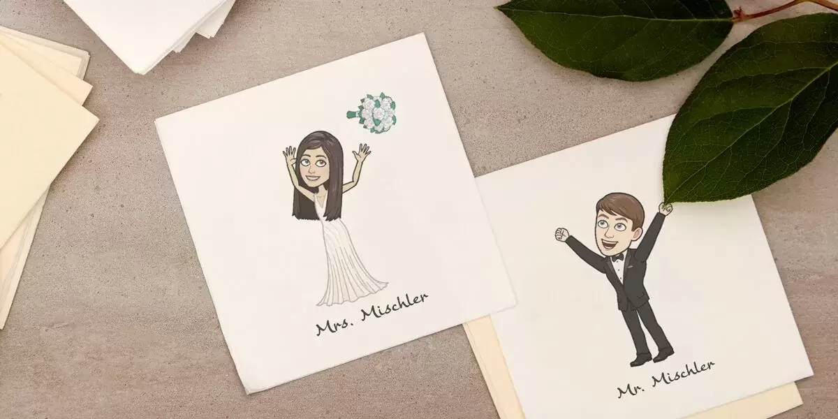 Bitmoji Wedding Cocktail Napkin from For Your Party