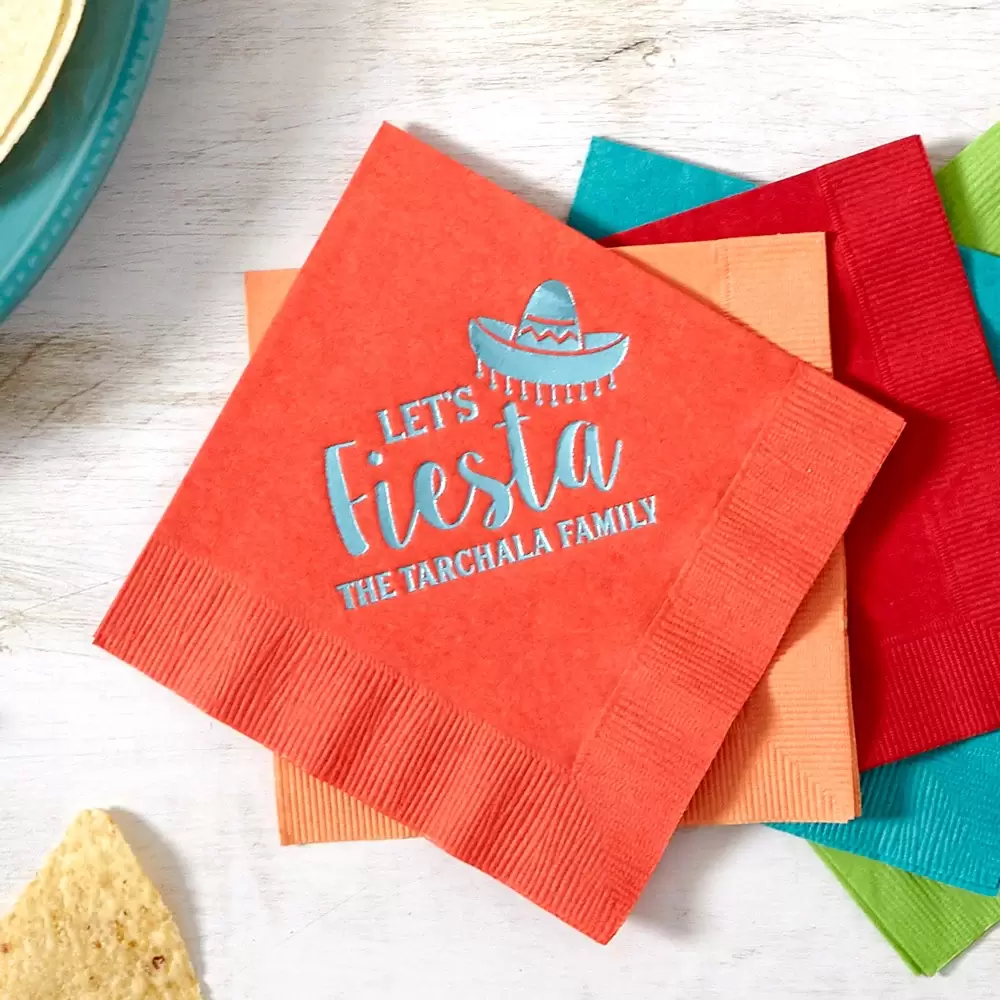 "Let's Fiesta!" custom cocktail napkin