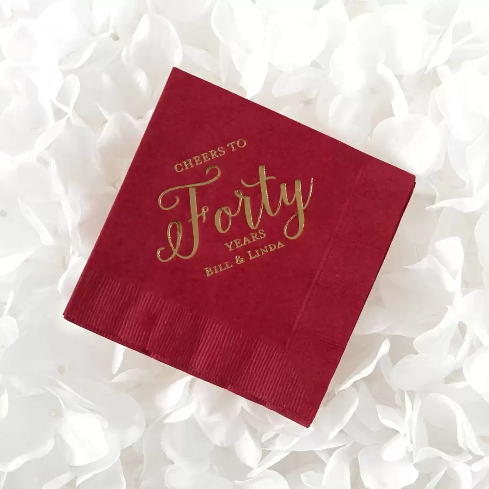 custom Cheers Years wedding cocktail napkins