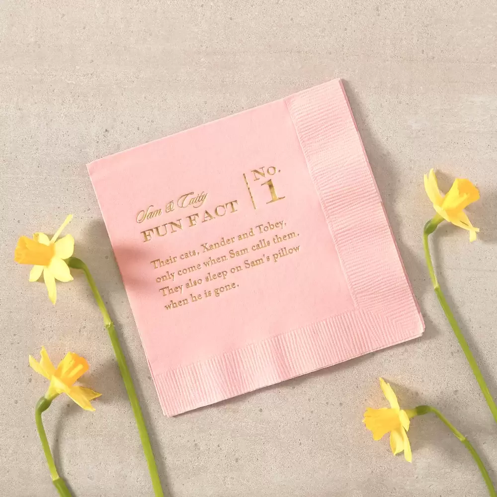 personalized Classic Fun Fact wedding cocktail napkins