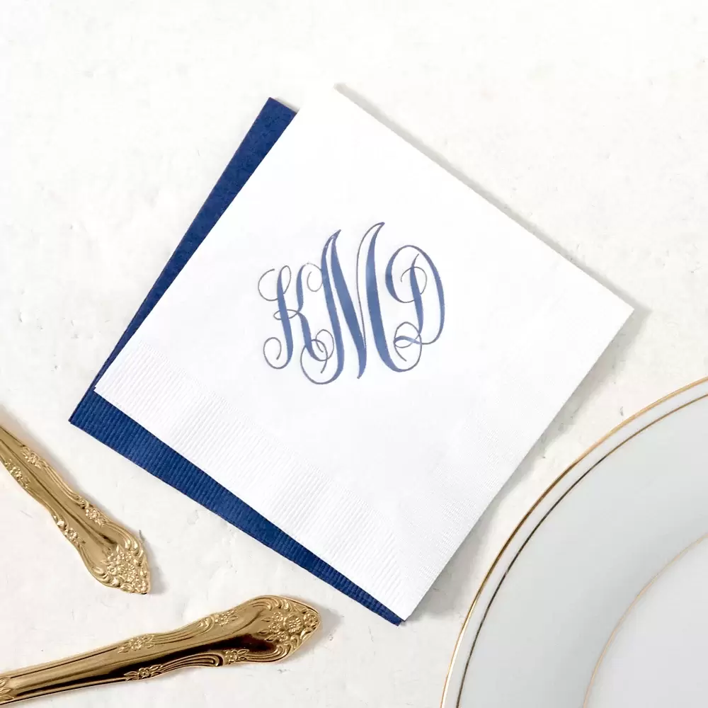 custom designed Romantic Monogram wedding cocktail napkin